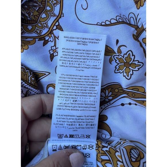 Guess Men's Vintage Y2k Knit Jersey Button Up Shirt Paisley White Size Large - Picture 4 of 8